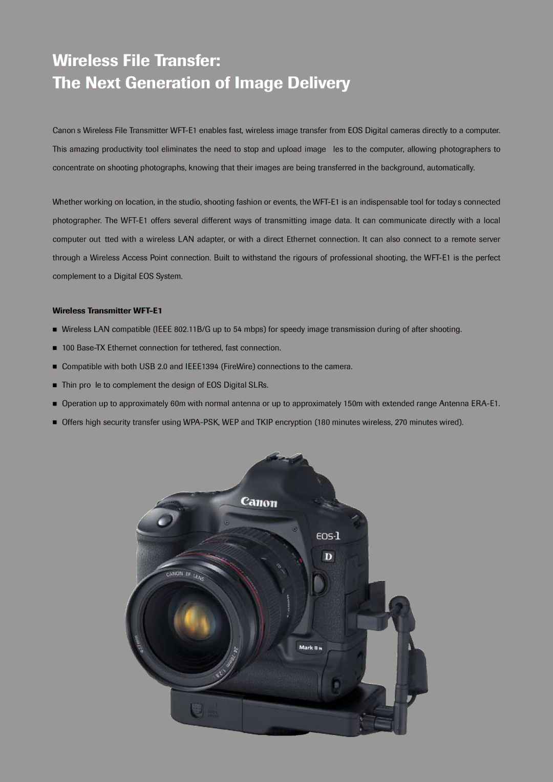 Canon 1D manual Wireless File Transfer Next Generation of Image Delivery 