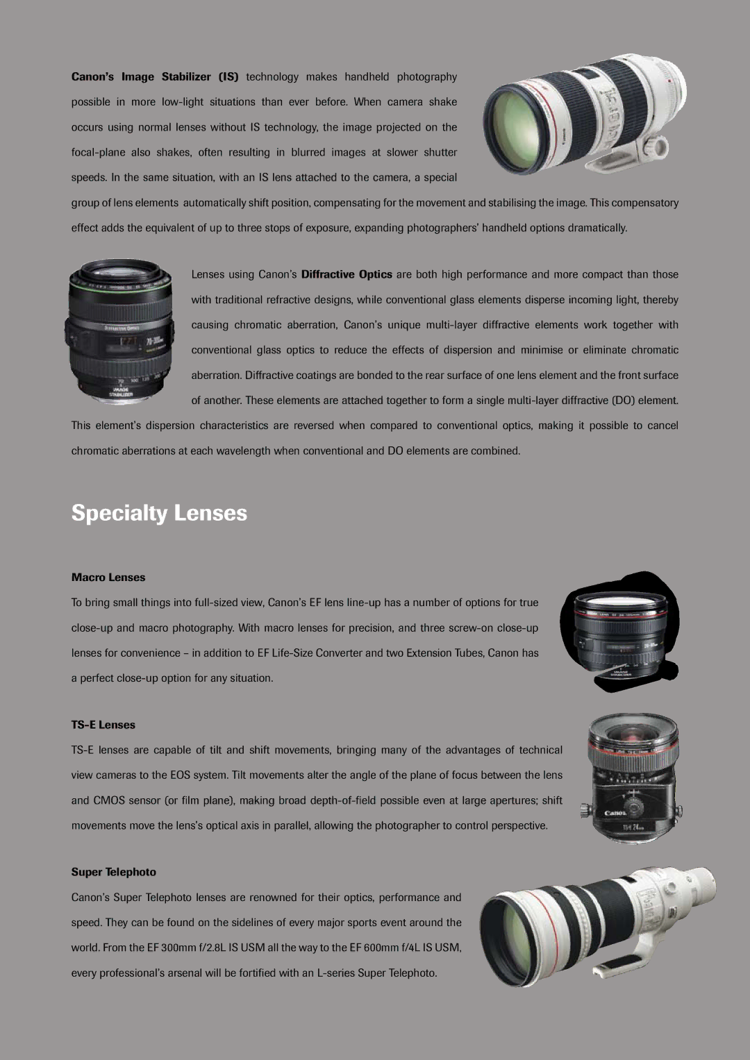 Canon 1D manual Specialty Lenses, Super Telephoto 