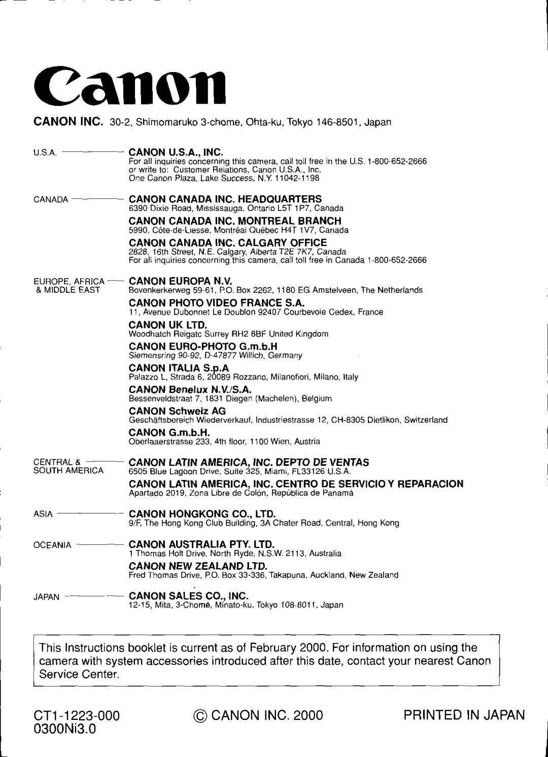 Canon 1V-HS manual 