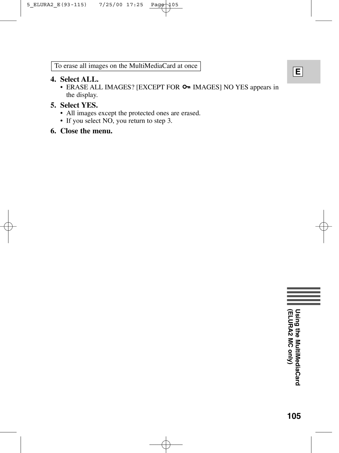 Canon 2 MC instruction manual 105, Select ALL 