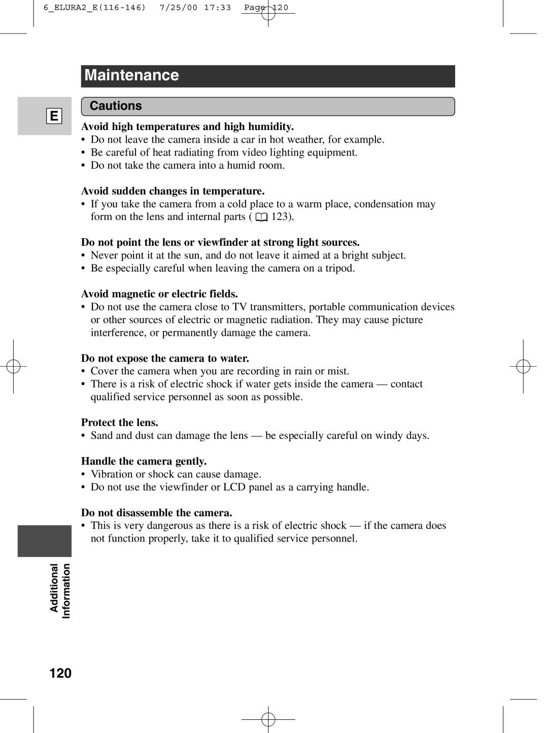 Canon 2 MC instruction manual Maintenance, 120 