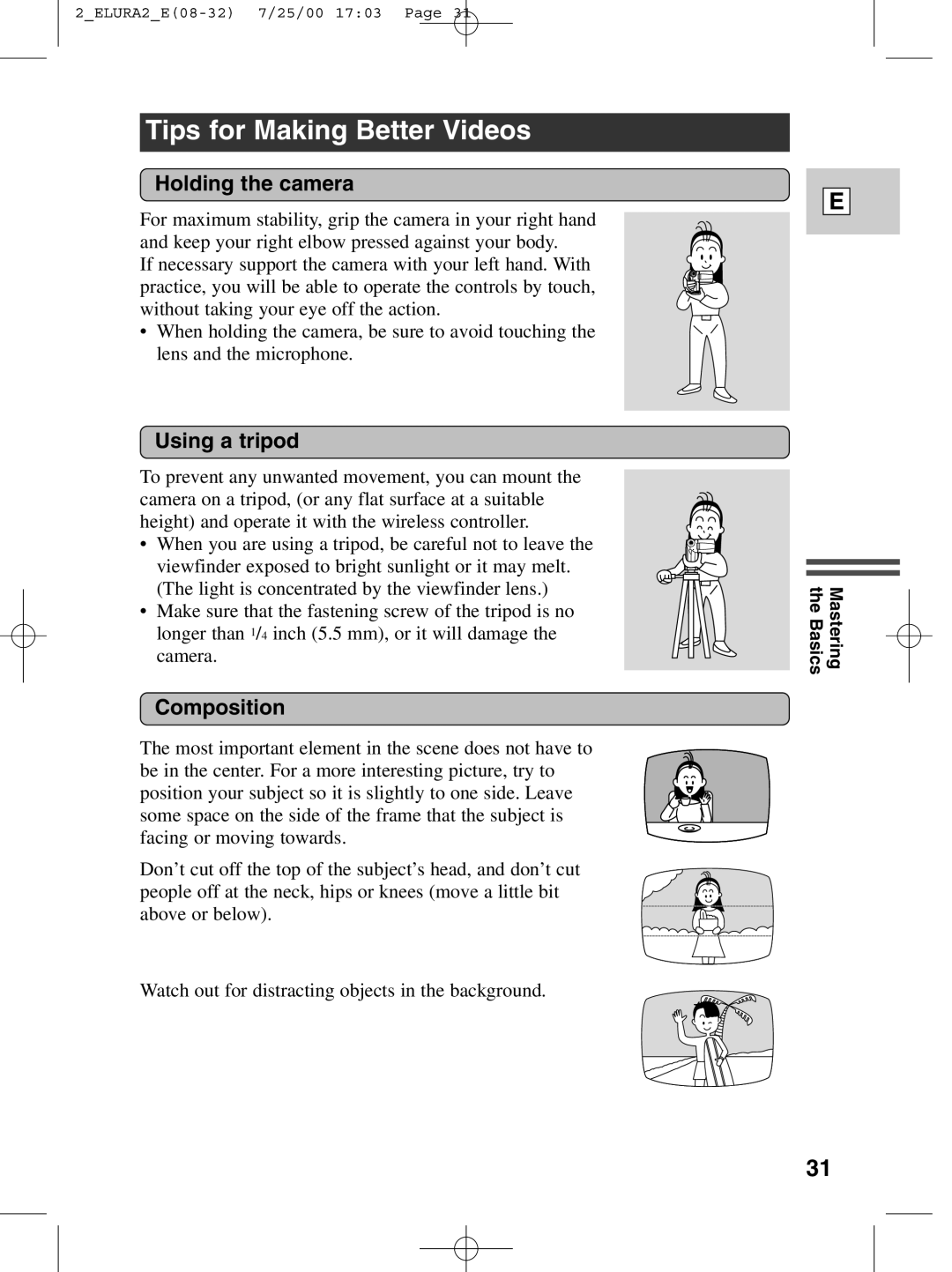 Canon 2 MC instruction manual Tips for Making Better Videos, Holding the camera, Using a tripod, Composition 