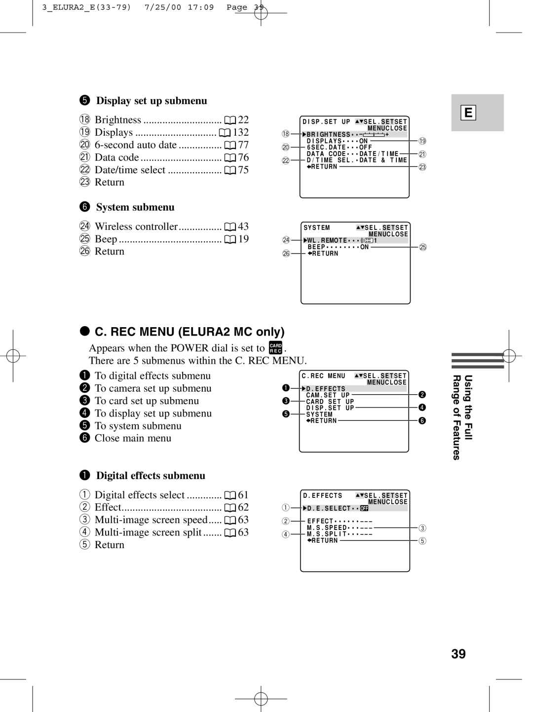 Canon instruction manual REC Menu ELURA2 MC only, @4Wireless controller @5Beep @6Return 