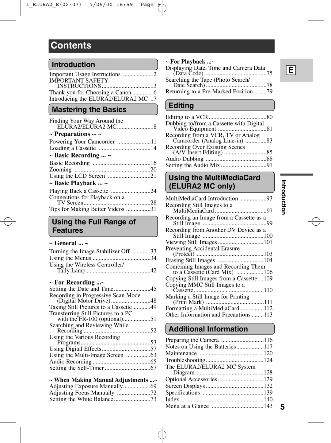 Canon 2 MC instruction manual Contents 