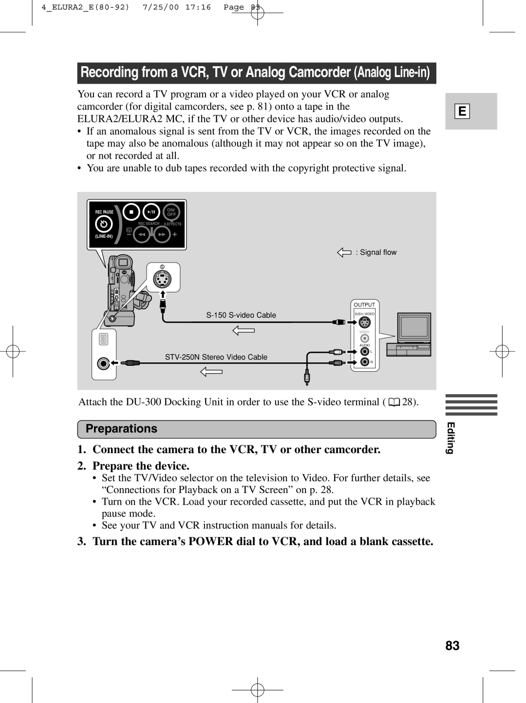 Canon 2 MC instruction manual Recording from a VCR, TV or Analog Camcorder Analog Line-in 