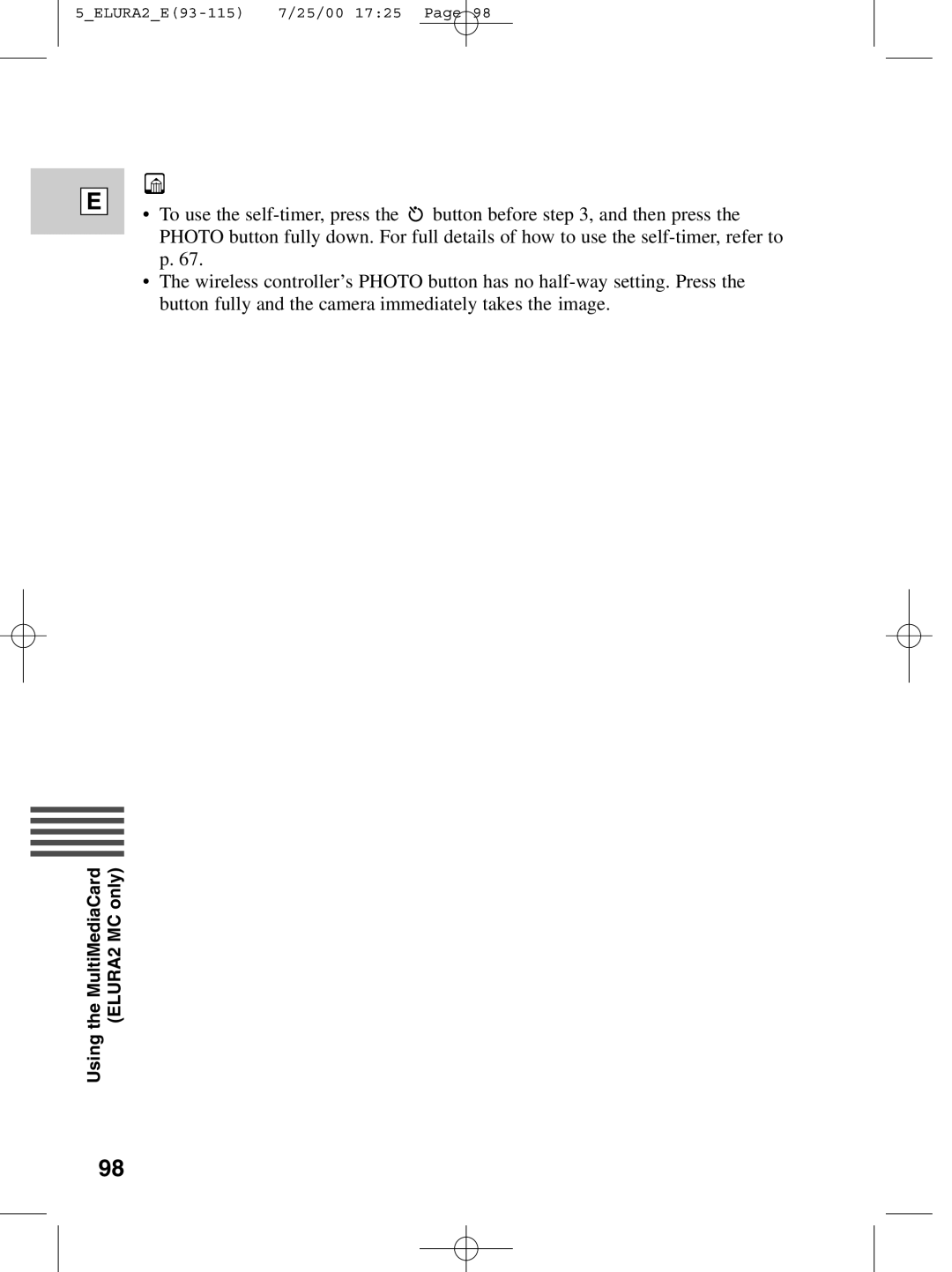 Canon instruction manual MultiMediaCard ELURA2 MC only Using 