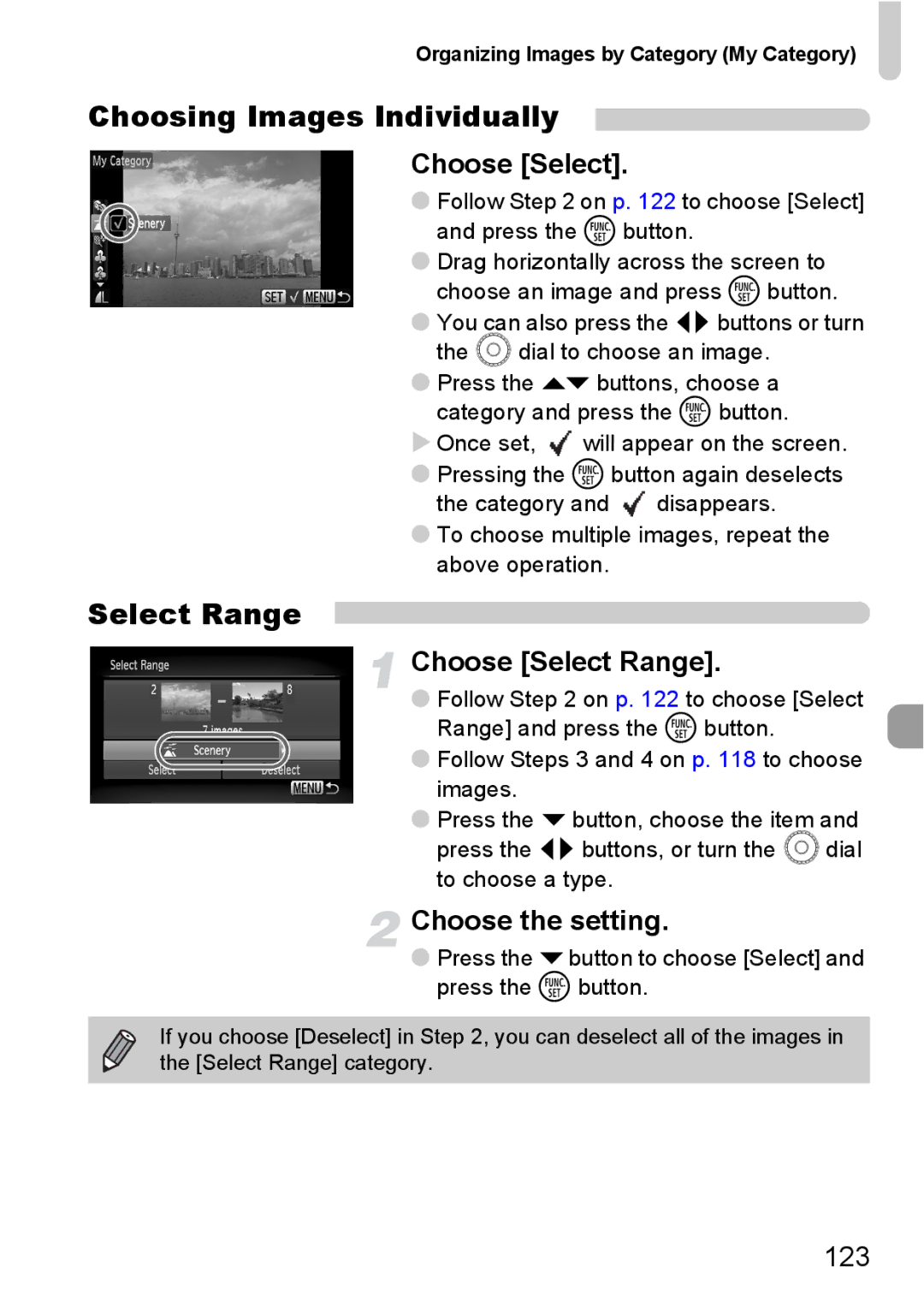 Canon 200 IS manual Choose the setting, Organizing Images by Category My Category 