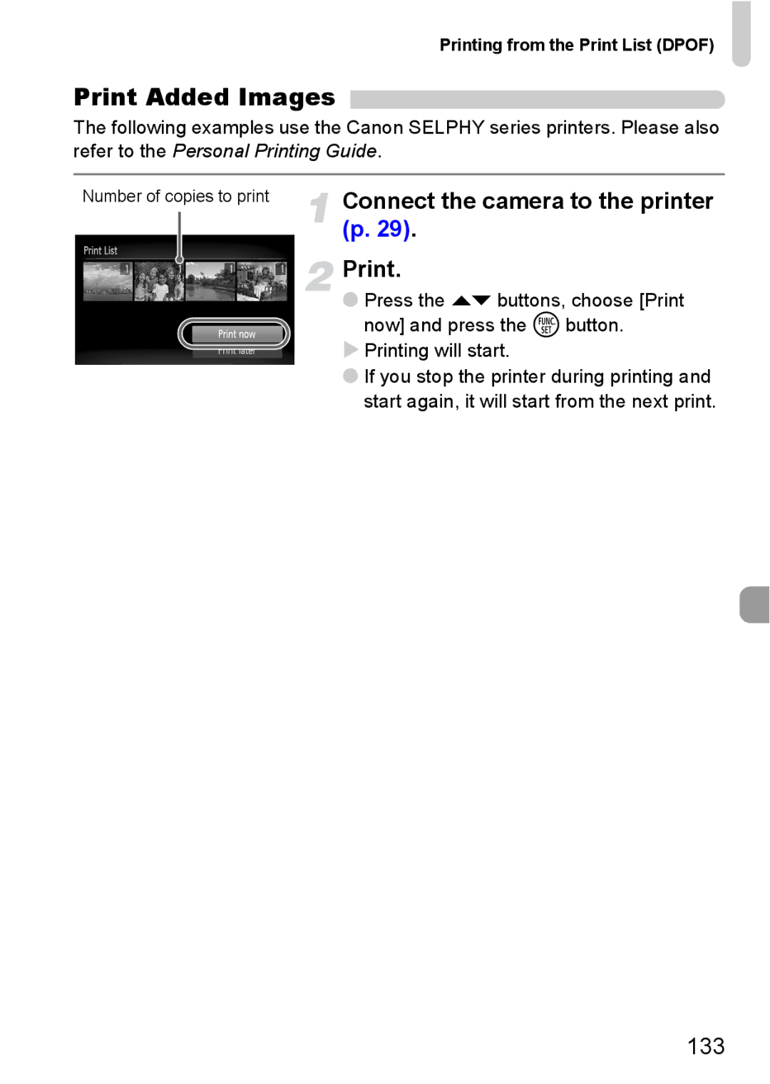 Canon 200 IS manual Print Added Images 