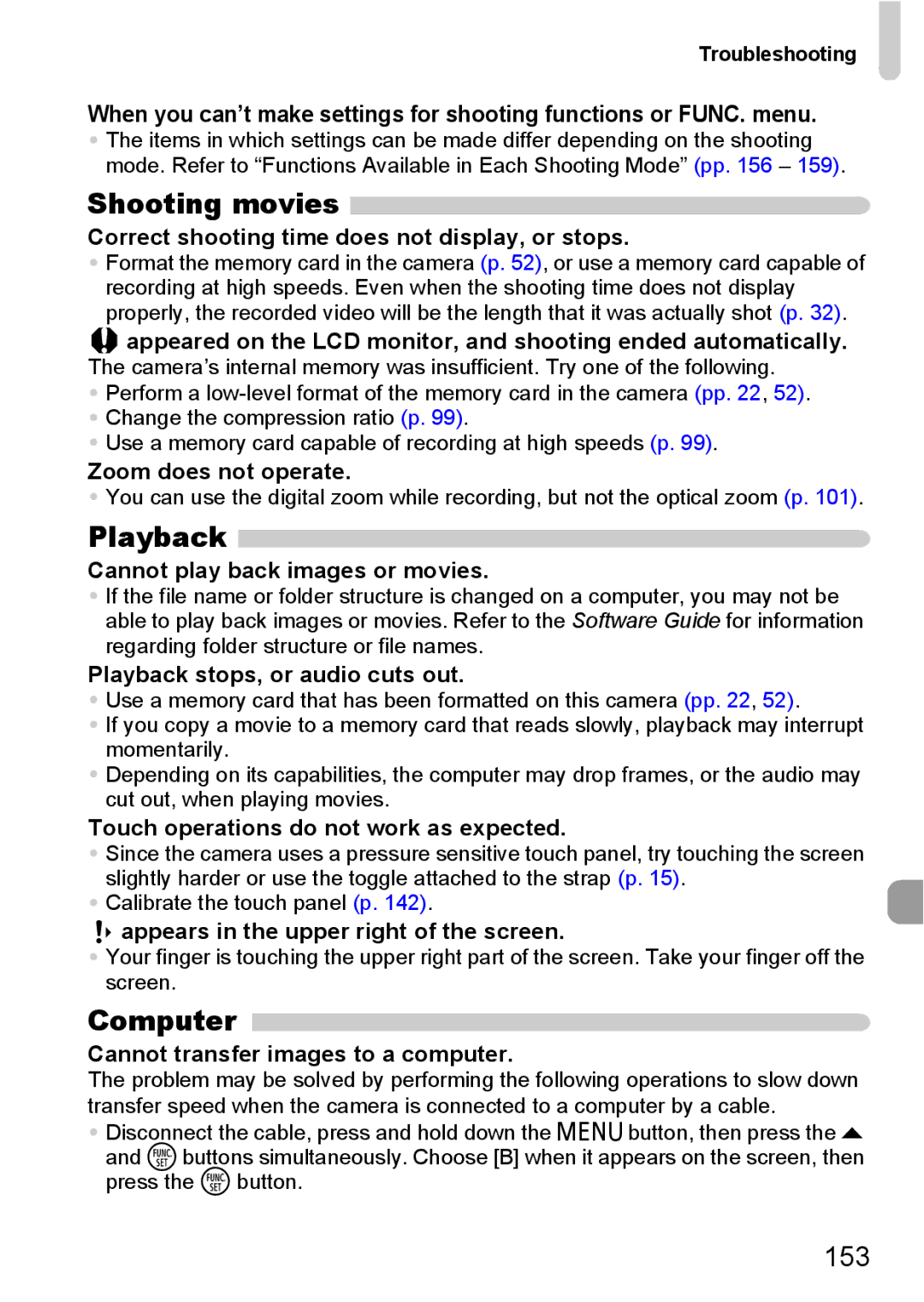 Canon 200 IS manual Shooting movies, Playback, Computer 