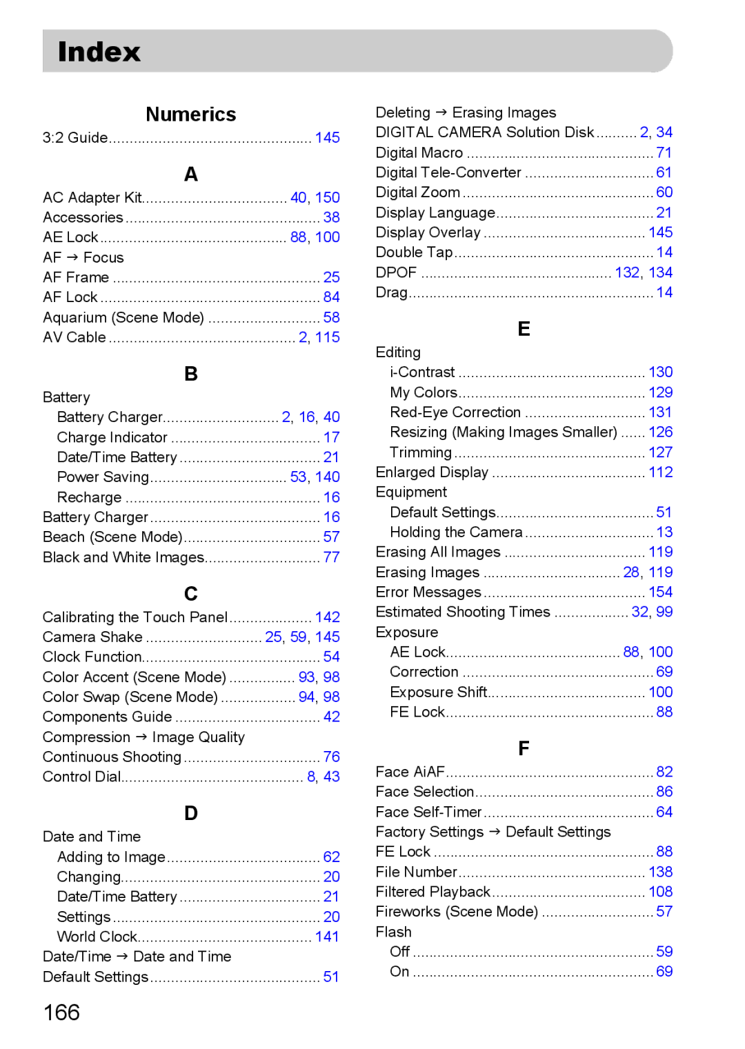 Canon 200 IS manual Index 