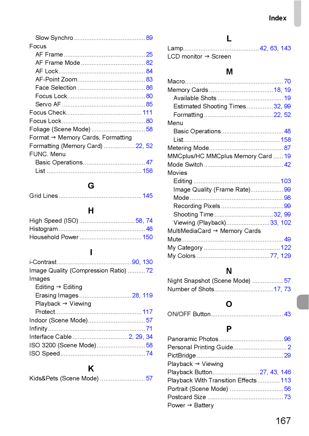 Canon 200 IS manual 167 