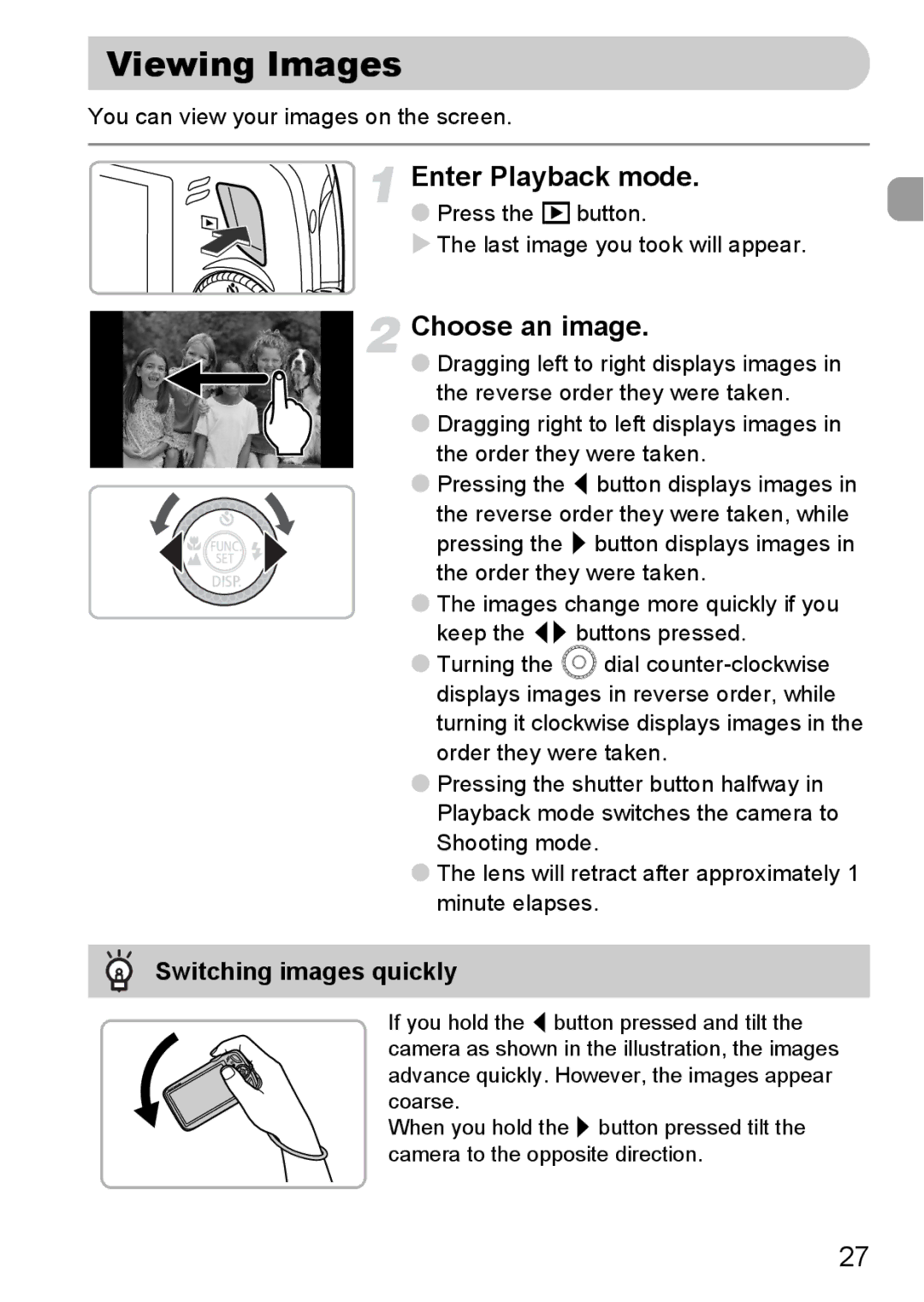 Canon 200 IS manual Viewing Images, Choose an image, Switching images quickly 