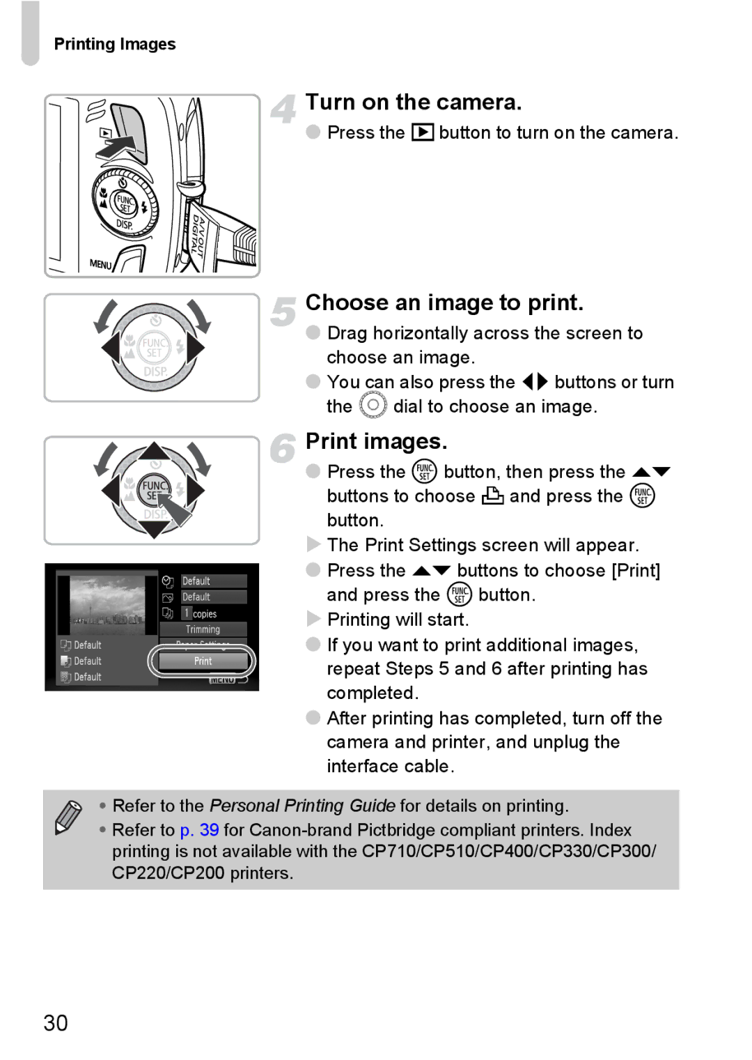 Canon 200 IS manual Choose an image to print, Print images 