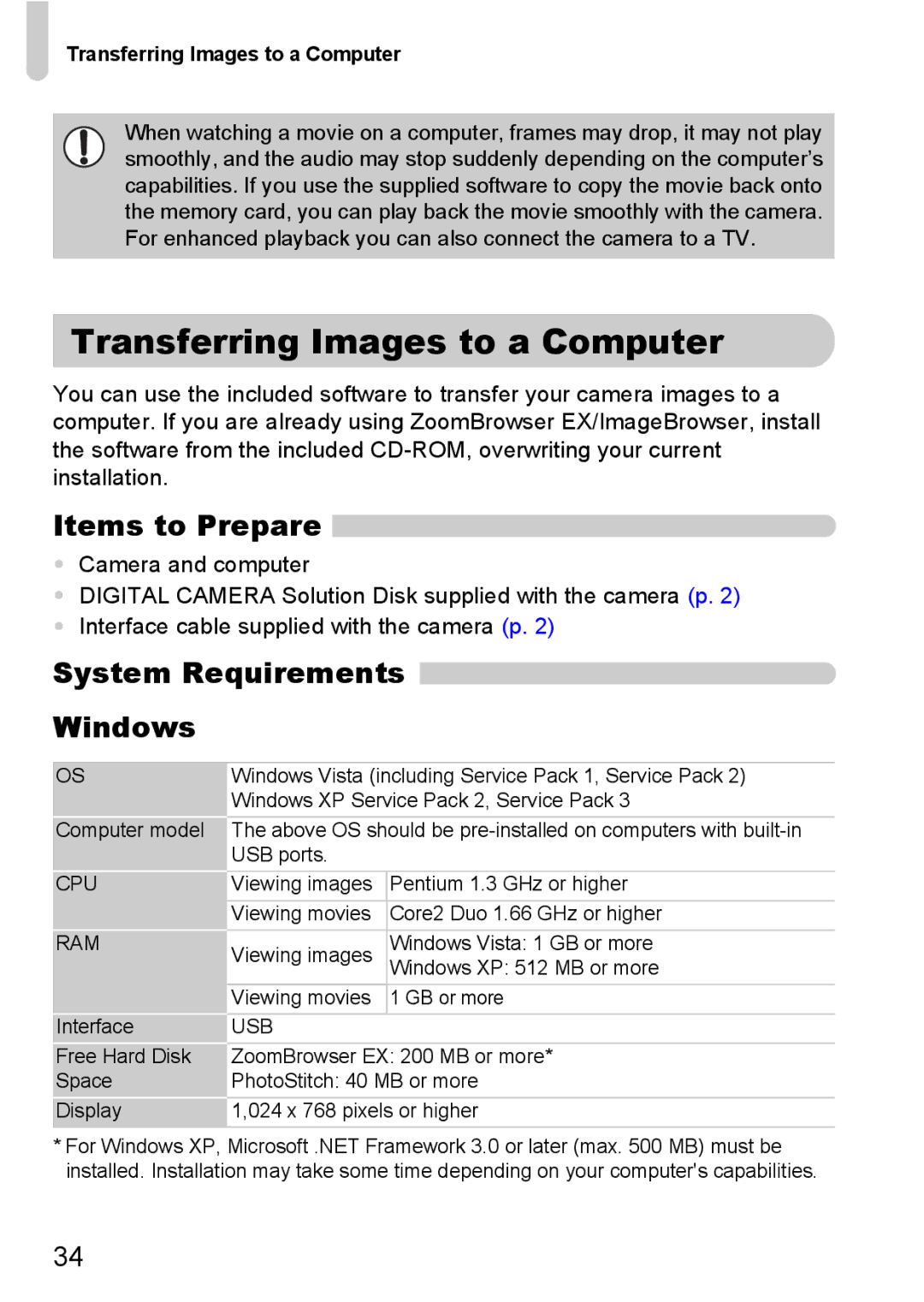 Canon 200 IS manual Transferring Images to a Computer, System Requirements Windows 