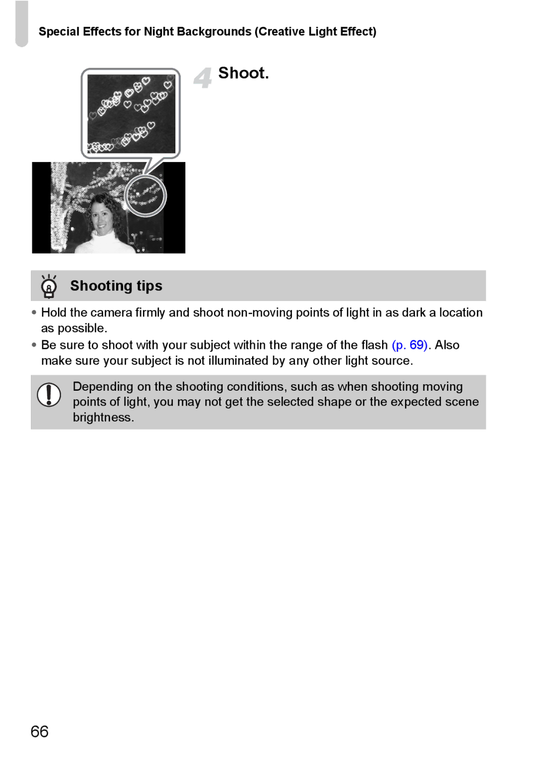 Canon 200 IS manual Shooting tips 