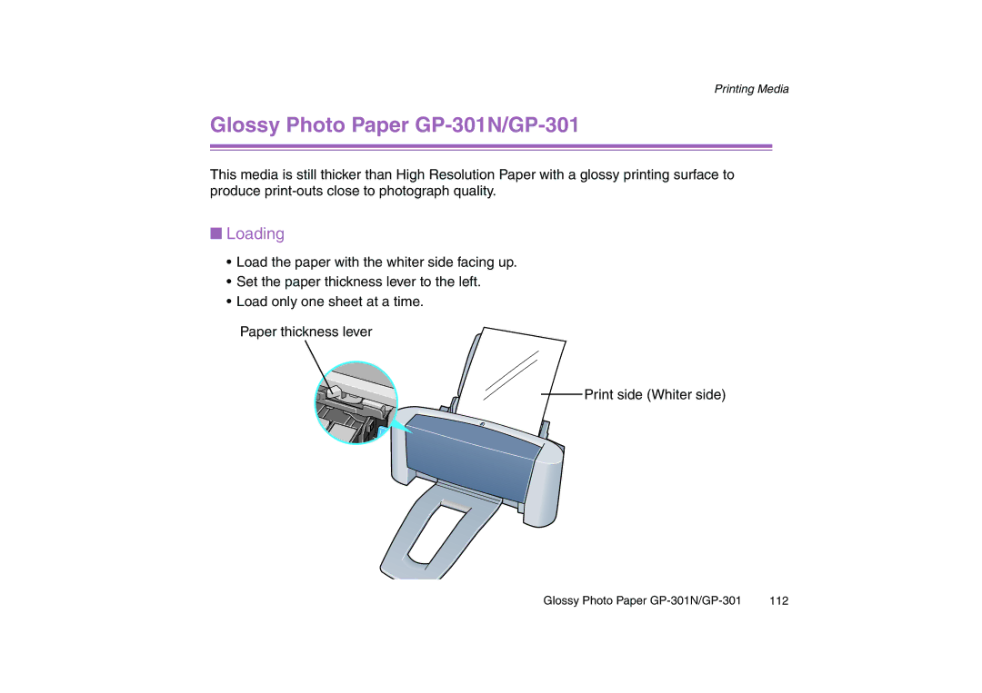 Canon 200 manual Glossy Photo Paper GP-301N/GP-301 