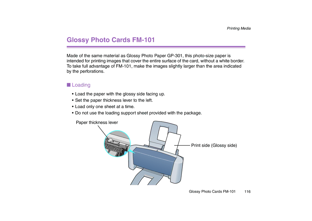 Canon 200 manual Glossy Photo Cards FM-101 