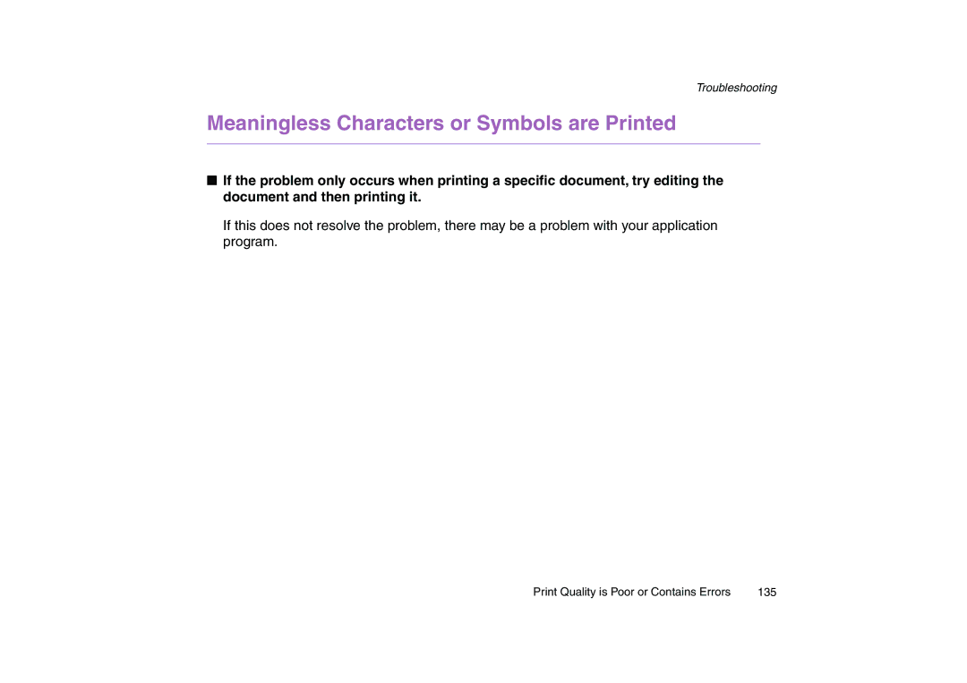 Canon 200 manual Meaningless Characters or Symbols are Printed 