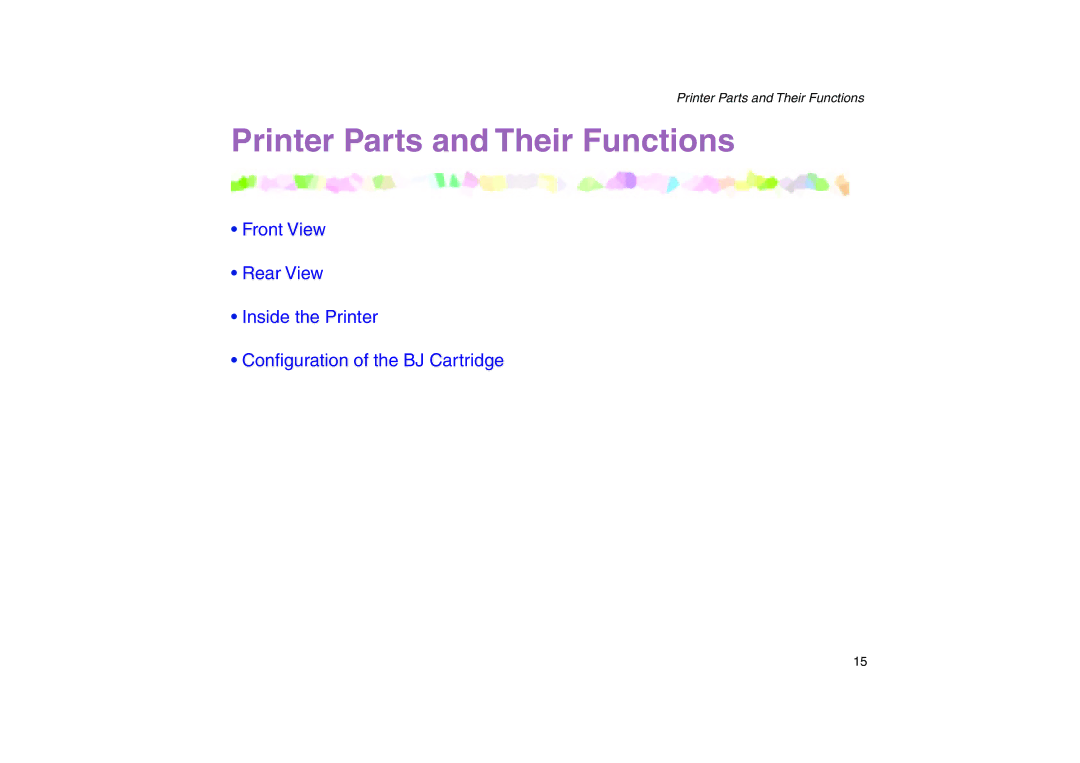 Canon 200 manual Printer Parts and Their Functions 