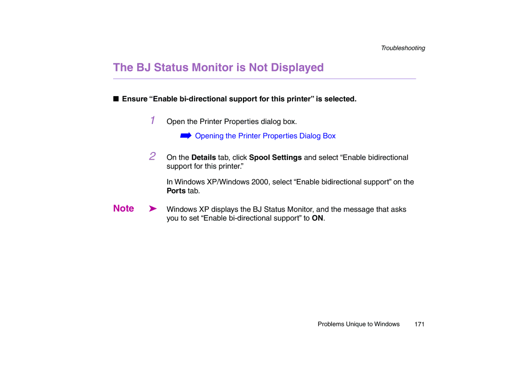 Canon 200 manual BJ Status Monitor is Not Displayed 