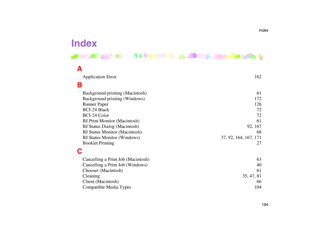 Canon 200 manual Index 