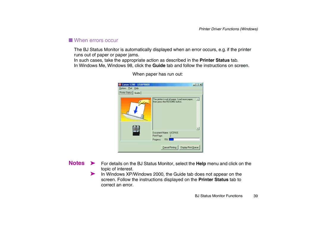 Canon 200 manual When errors occur 