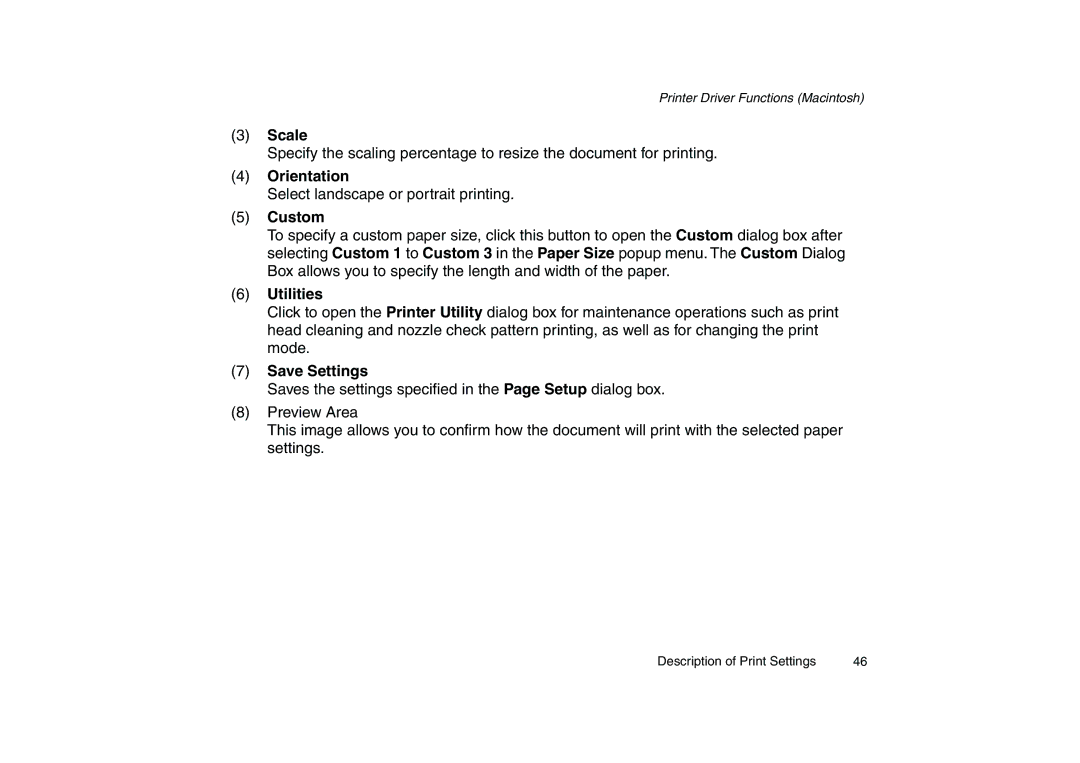 Canon 200 manual Scale, Custom, Utilities, Save Settings 