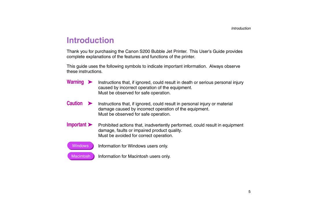 Canon 200 manual Introduction 