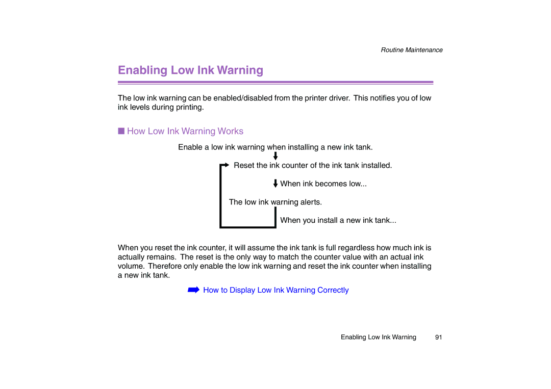 Canon 200 manual Enabling Low Ink Warning, How Low Ink Warning Works 