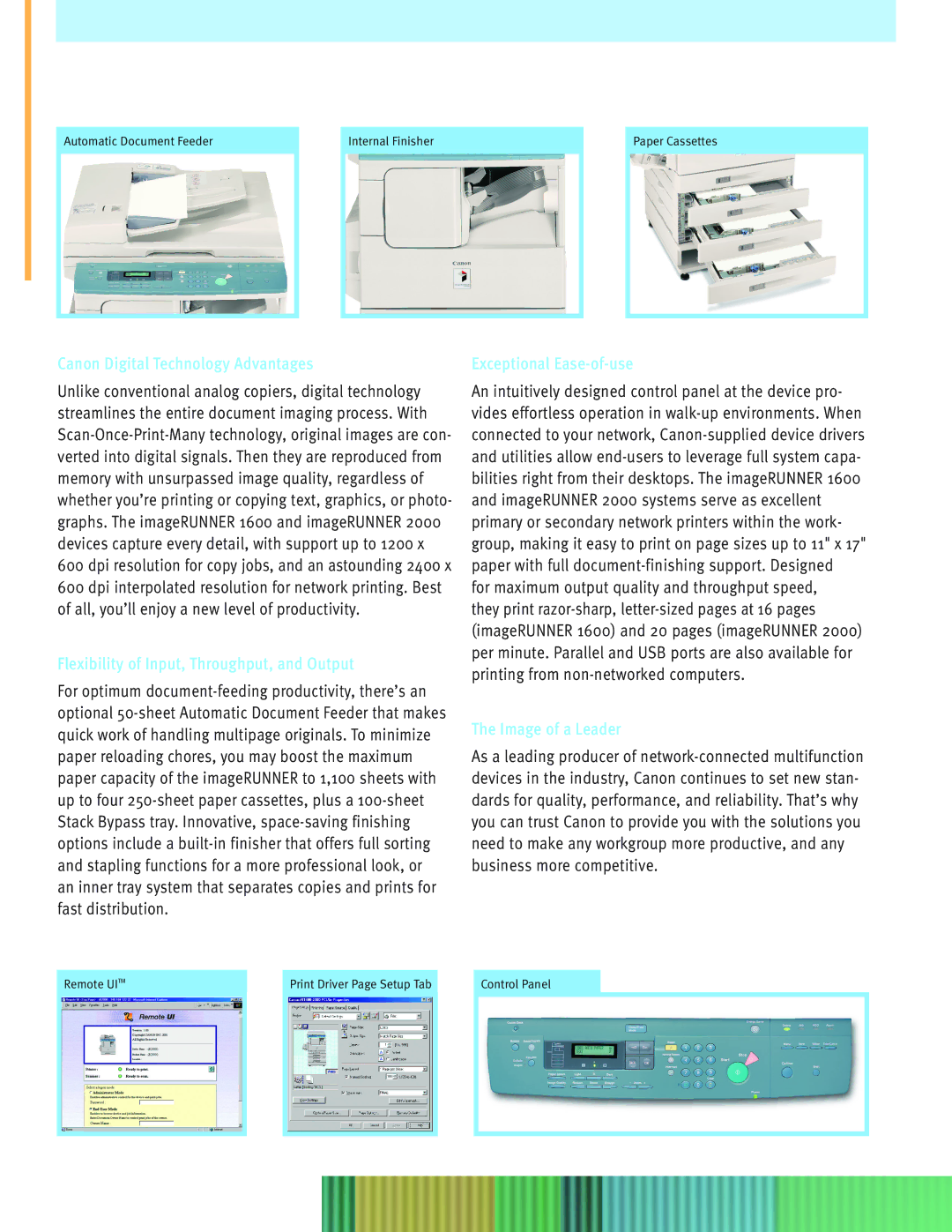 Canon 1600, 2000 manual Canon Digital Technology Advantages 