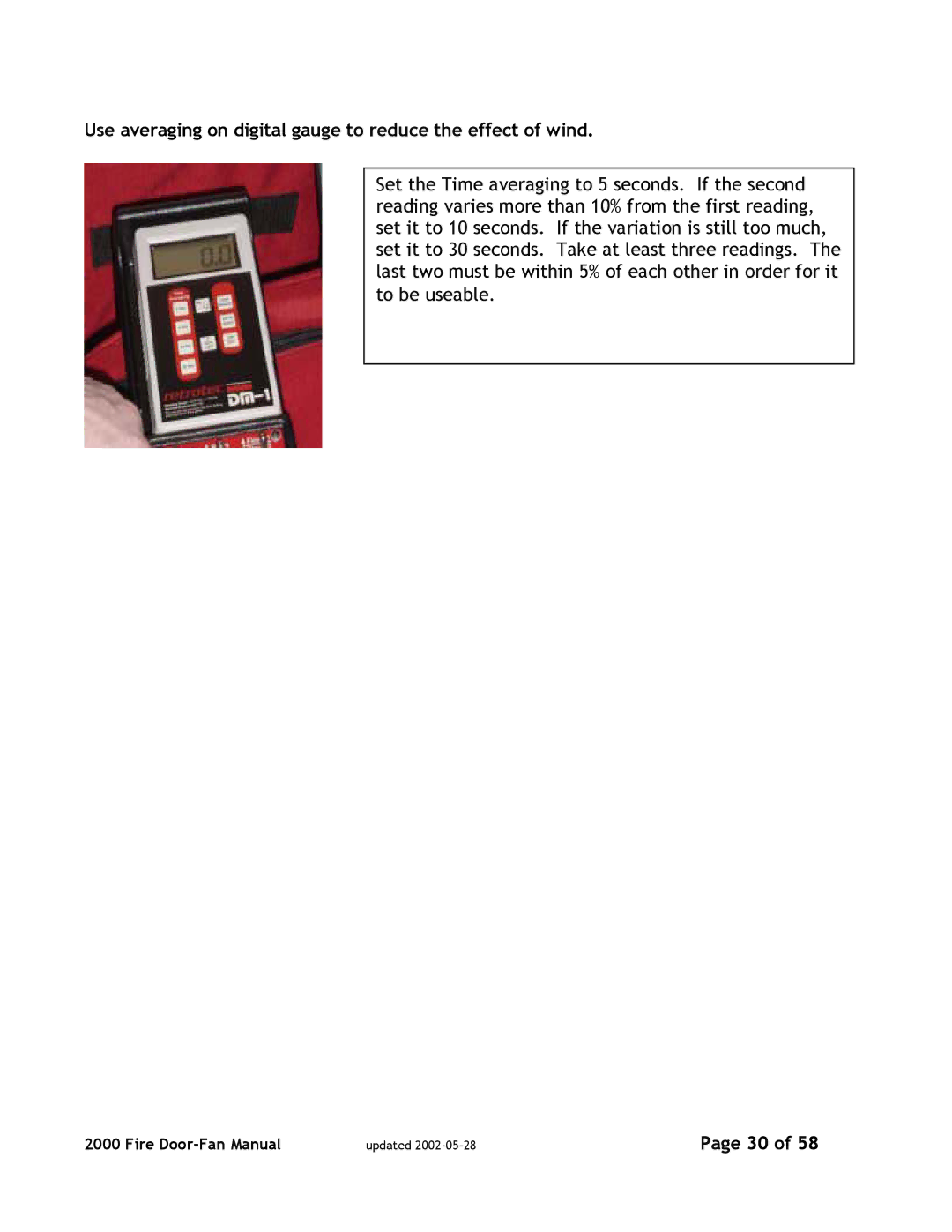 Canon 2000 manual Use averaging on digital gauge to reduce the effect of wind 