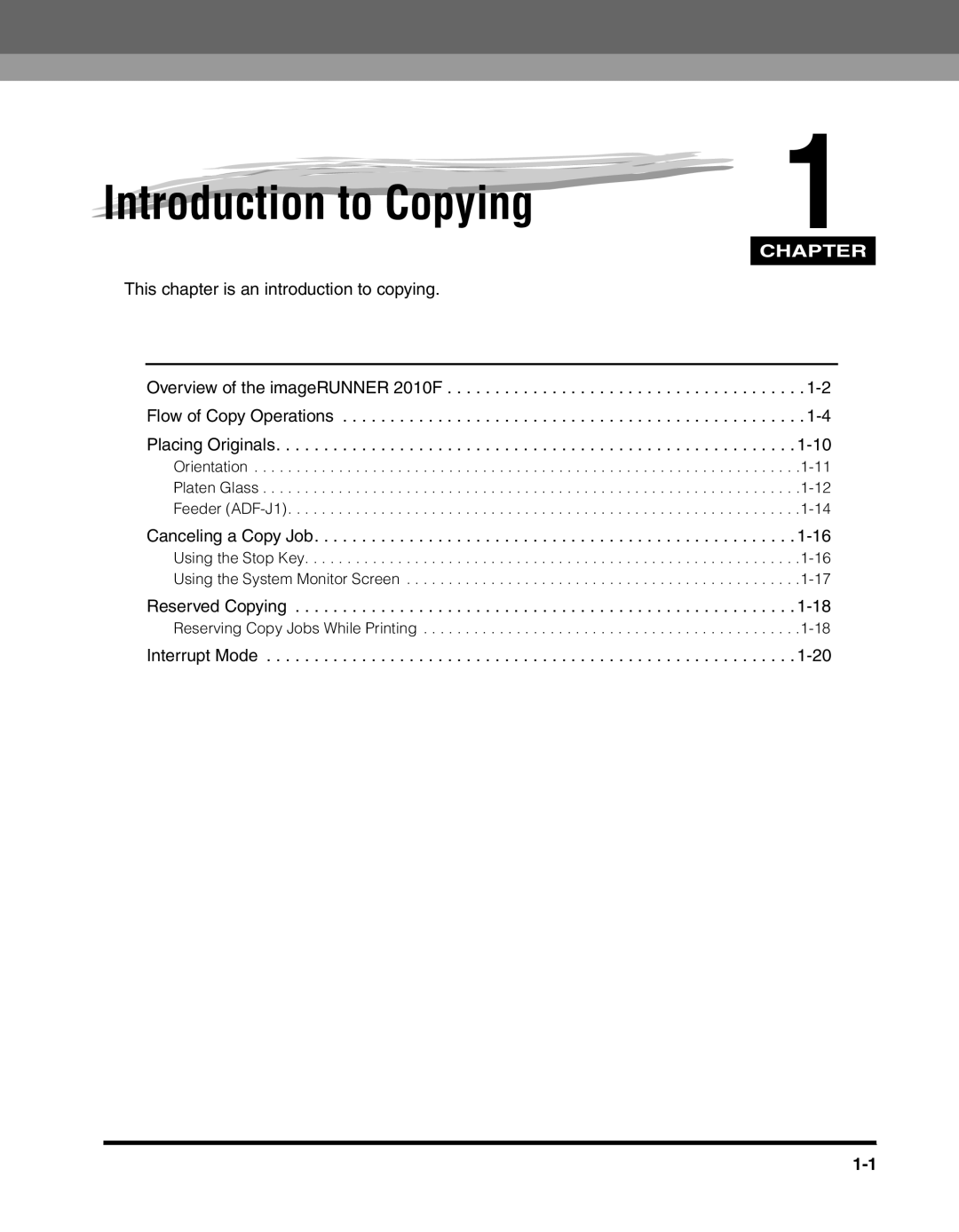 Canon 2010F manual Introduction to Copying 