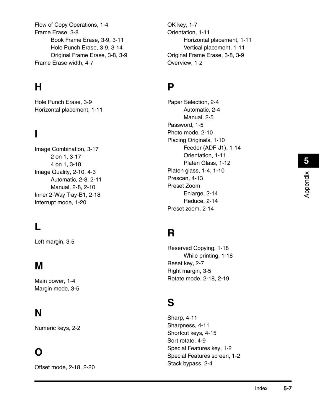 Canon 2010F manual Index 