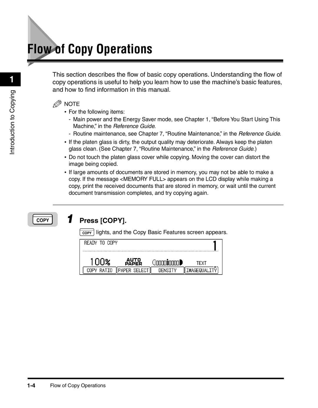 Canon 2010F manual Flow of Copy Operations, Press Copy 