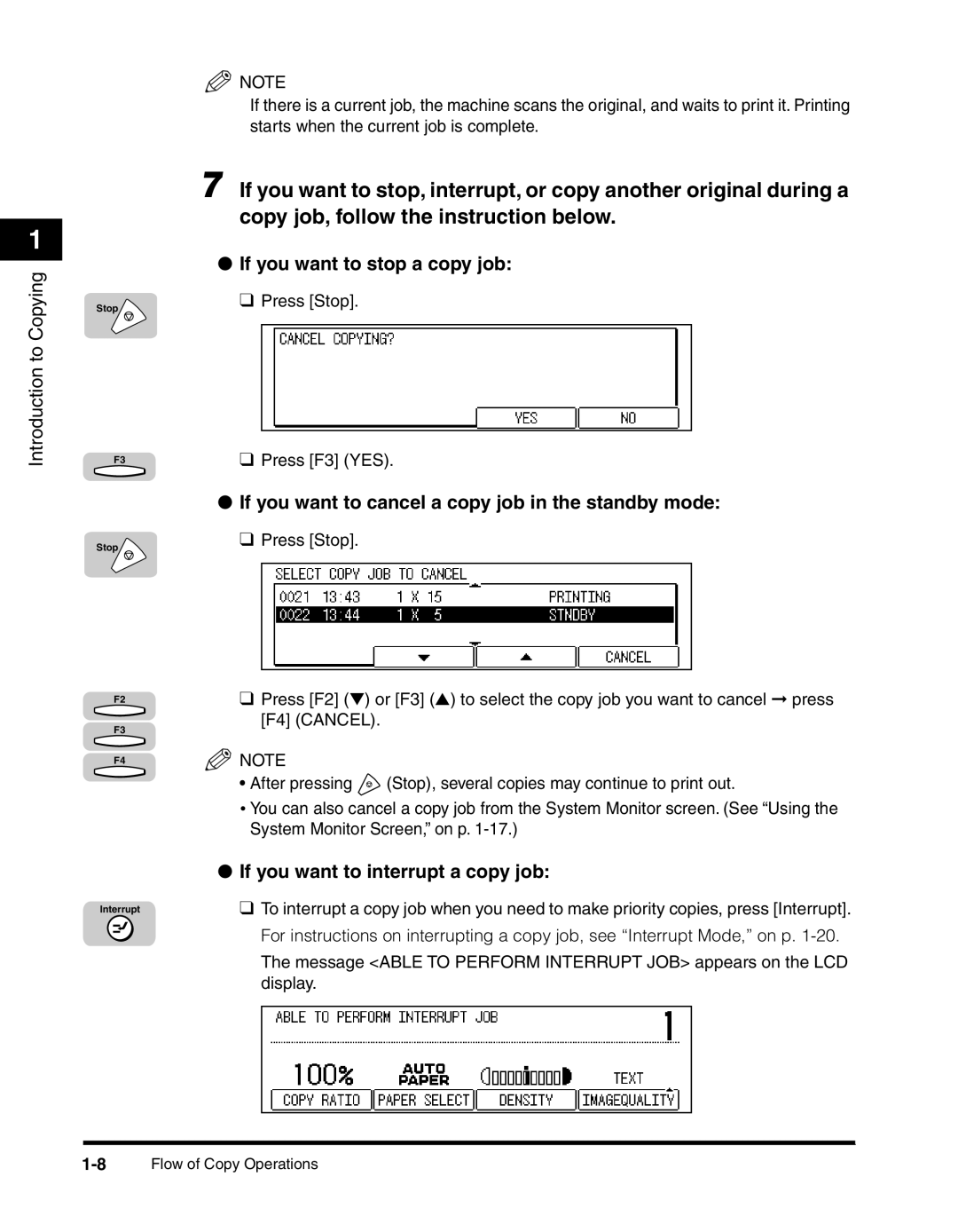 Canon 2010F manual If you want to stop a copy job, If you want to cancel a copy job in the standby mode 