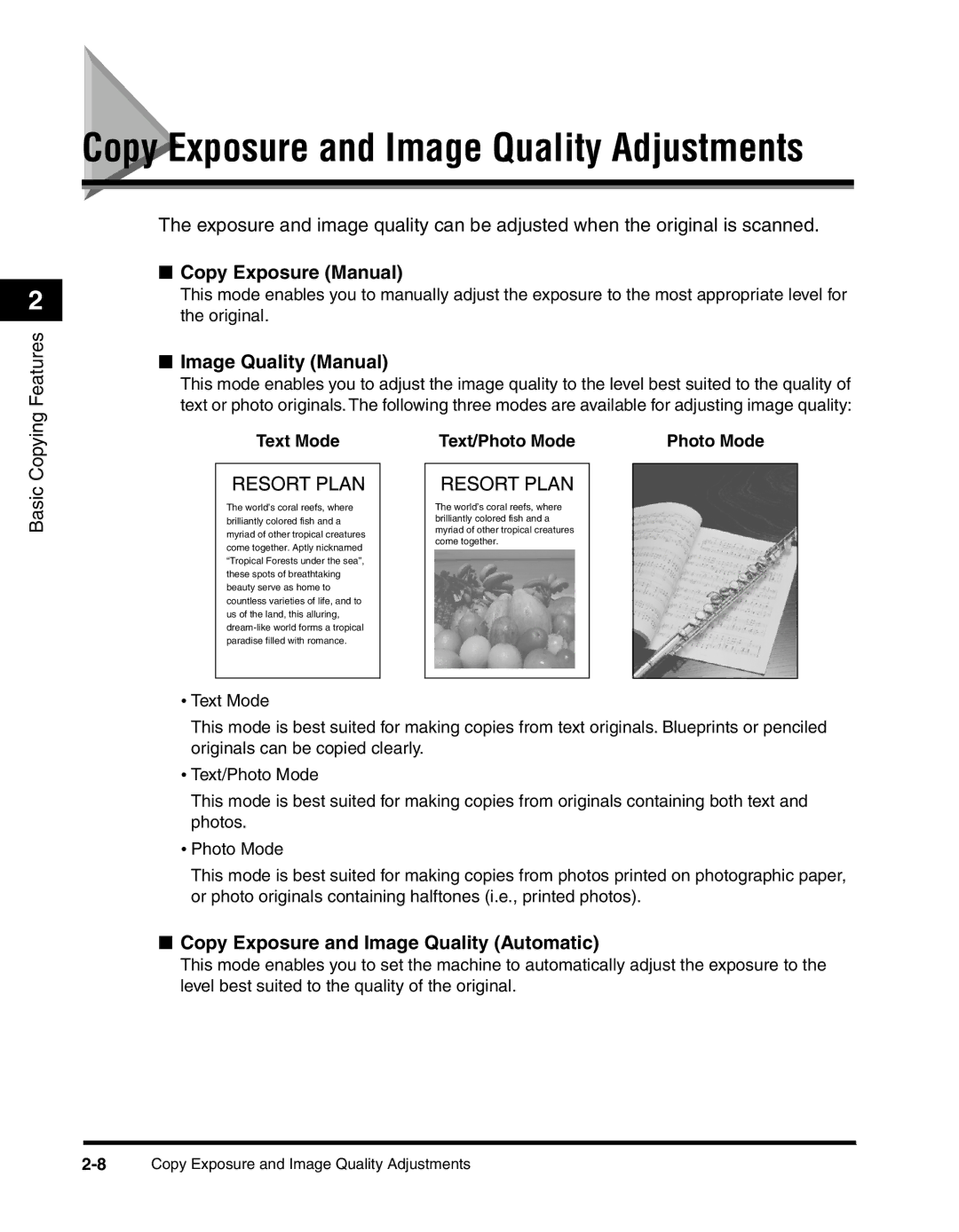 Canon 2010F manual Copy Exposure Manual, Image Quality Manual, Copy Exposure and Image Quality Automatic 