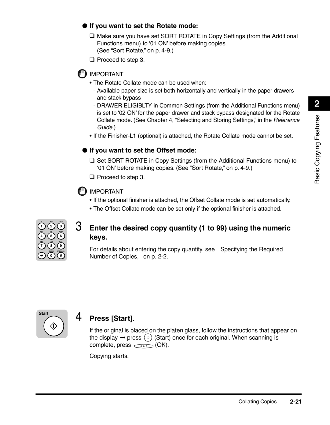 Canon 2010F manual If you want to set the Rotate mode, If you want to set the Offset mode 