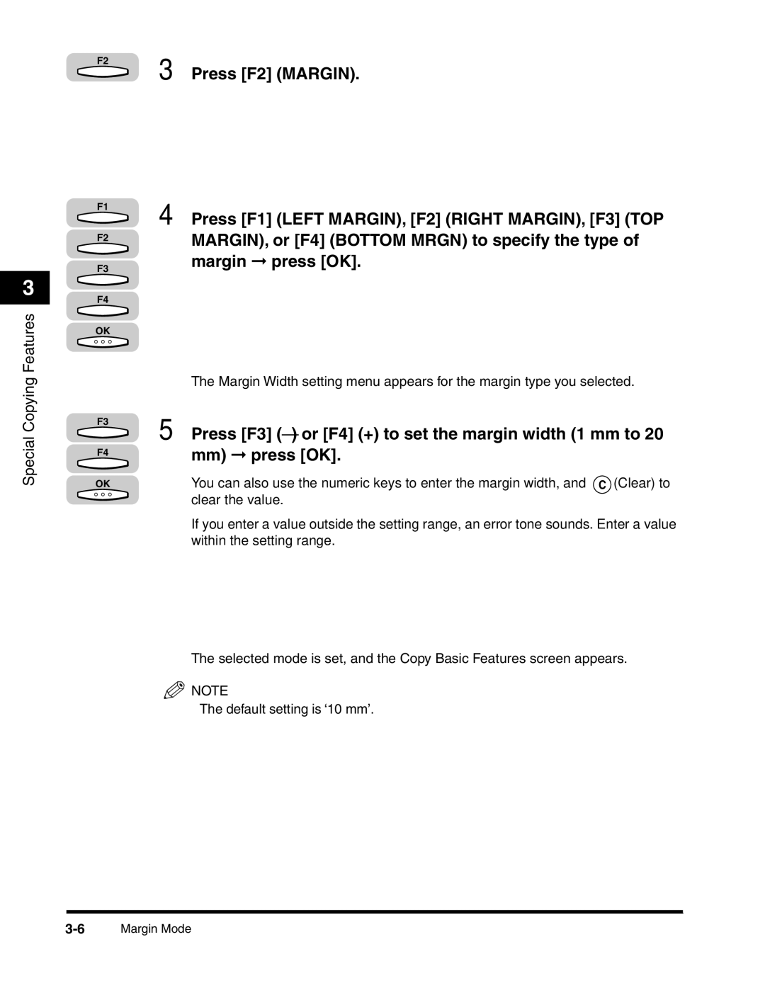 Canon 2010F manual 6Margin Mode 