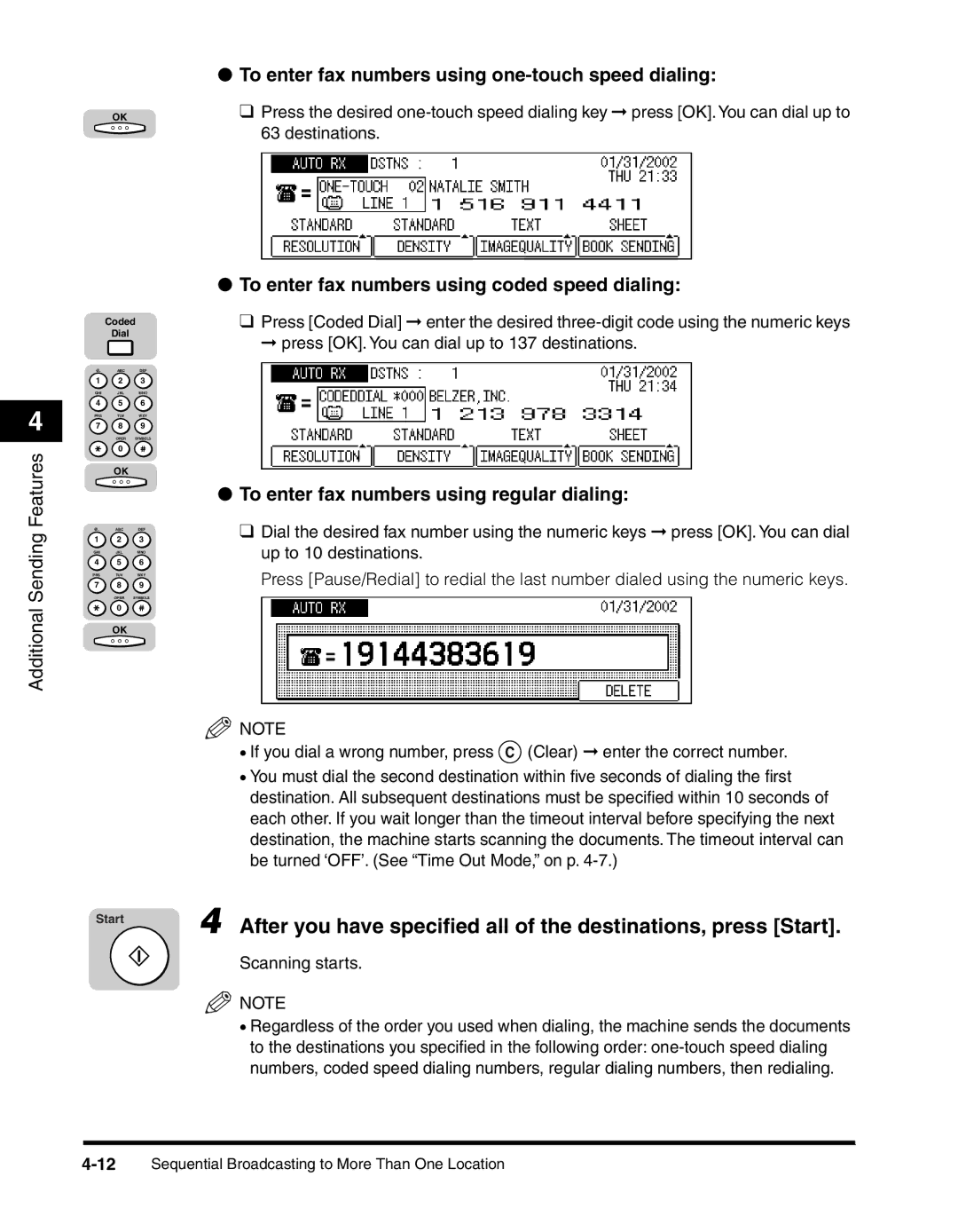 Canon 2010F manual To enter fax numbers using one-touch speed dialing, To enter fax numbers using coded speed dialing 