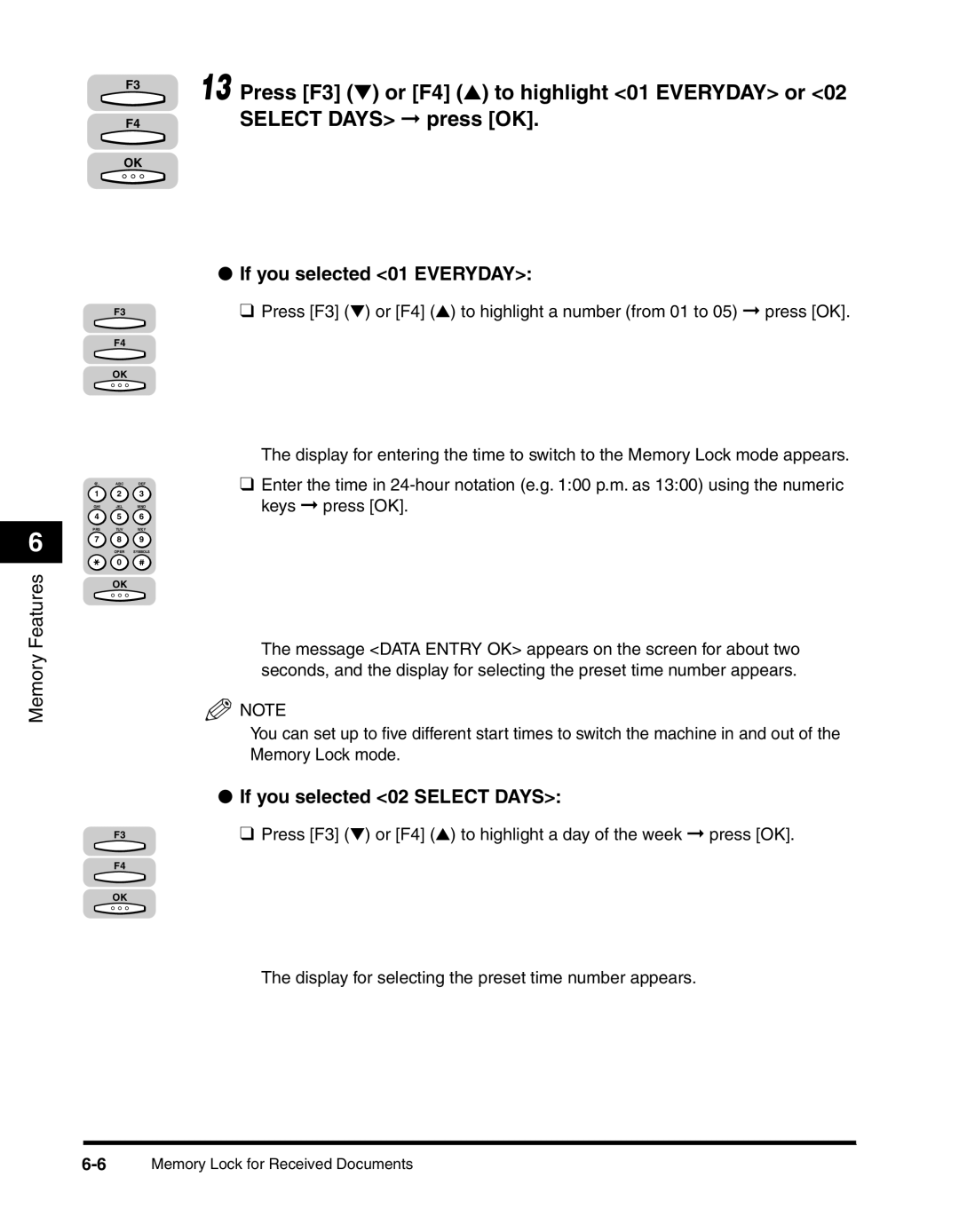 Canon 2010F manual 6Memory Lock for Received Documents 