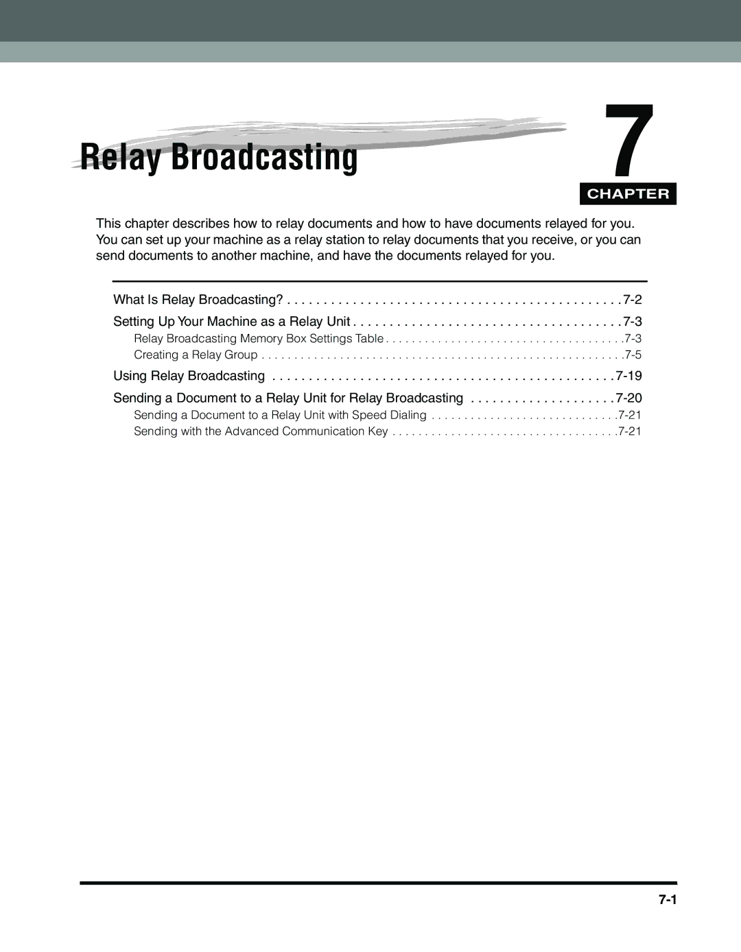 Canon 2010F manual Relay Broadcasting 