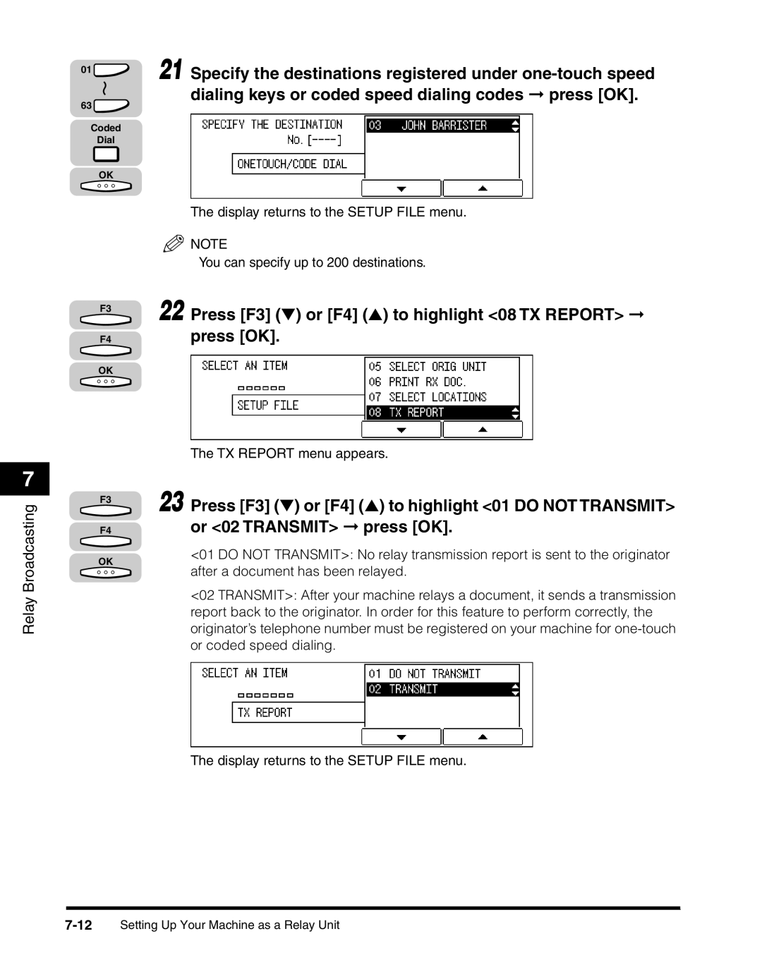 Canon 2010F manual Dialing keys or coded speed dialing codes press OK, Or 02 Transmit press OK 