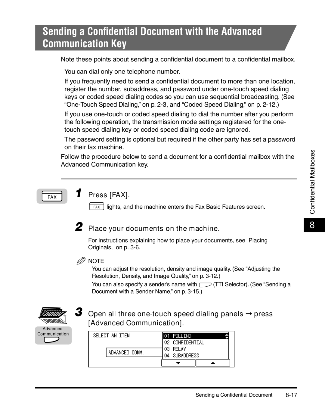 Canon 2010F manual Sending a Confidential Document 