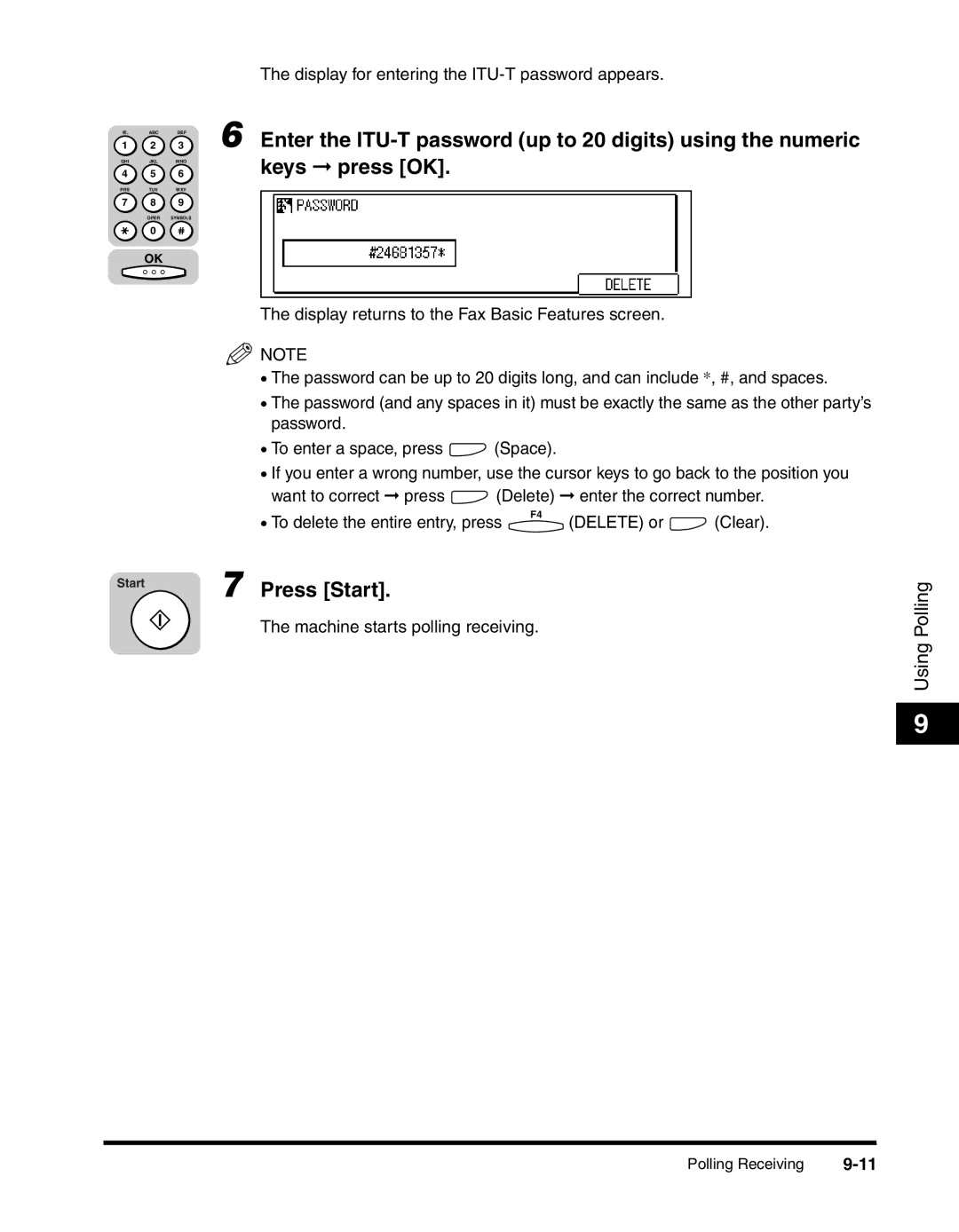 Canon 2010F manual Enter the ITU-T password up to 20 digits using the numeric 