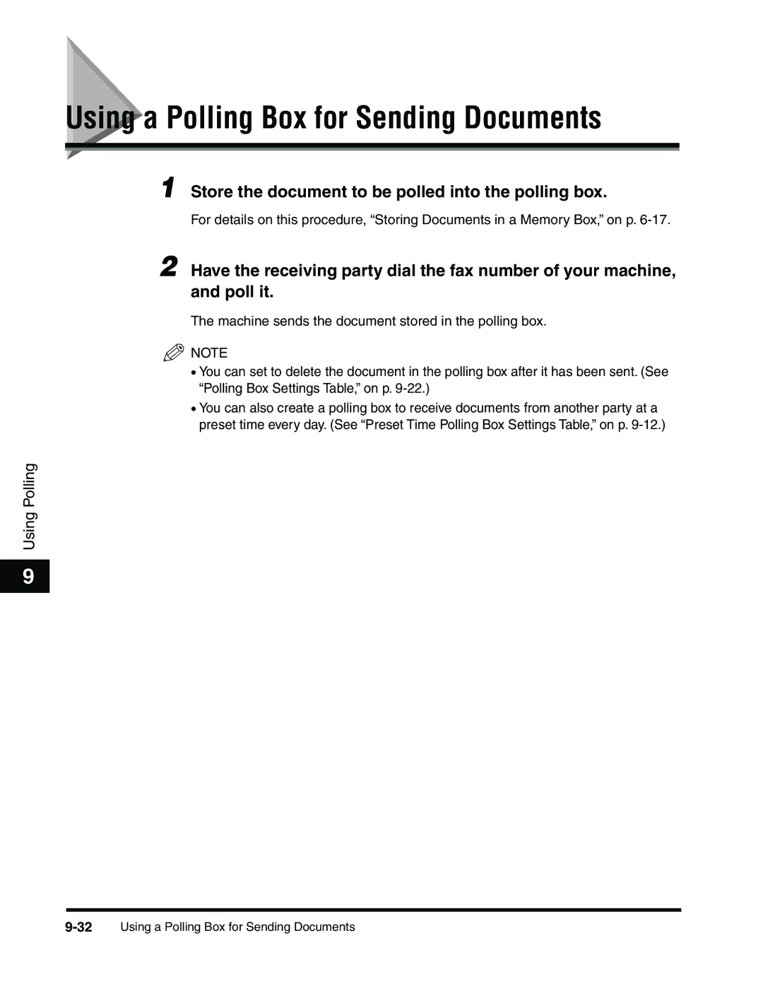 Canon 2010F manual Using a Polling Box for Sending Documents, Store the document to be polled into the polling box 