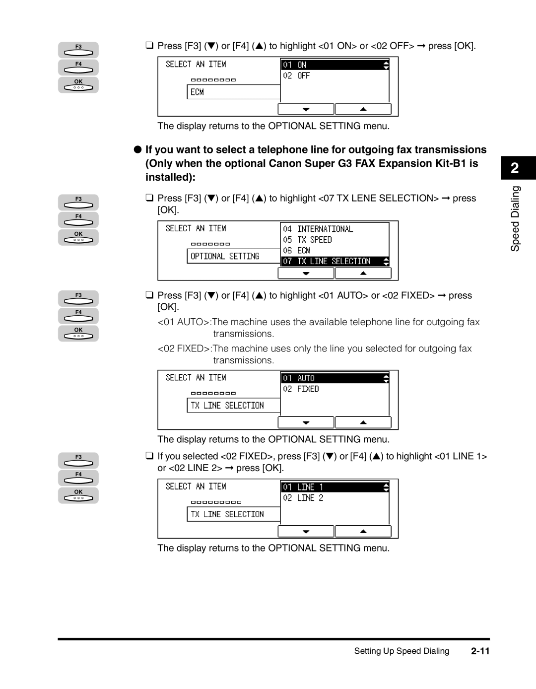 Canon 2010F manual Speed Dialing 