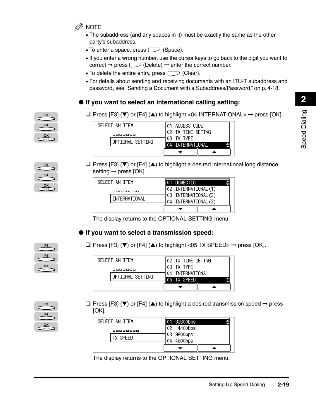 Canon 2010F manual If you want to select an international calling setting 