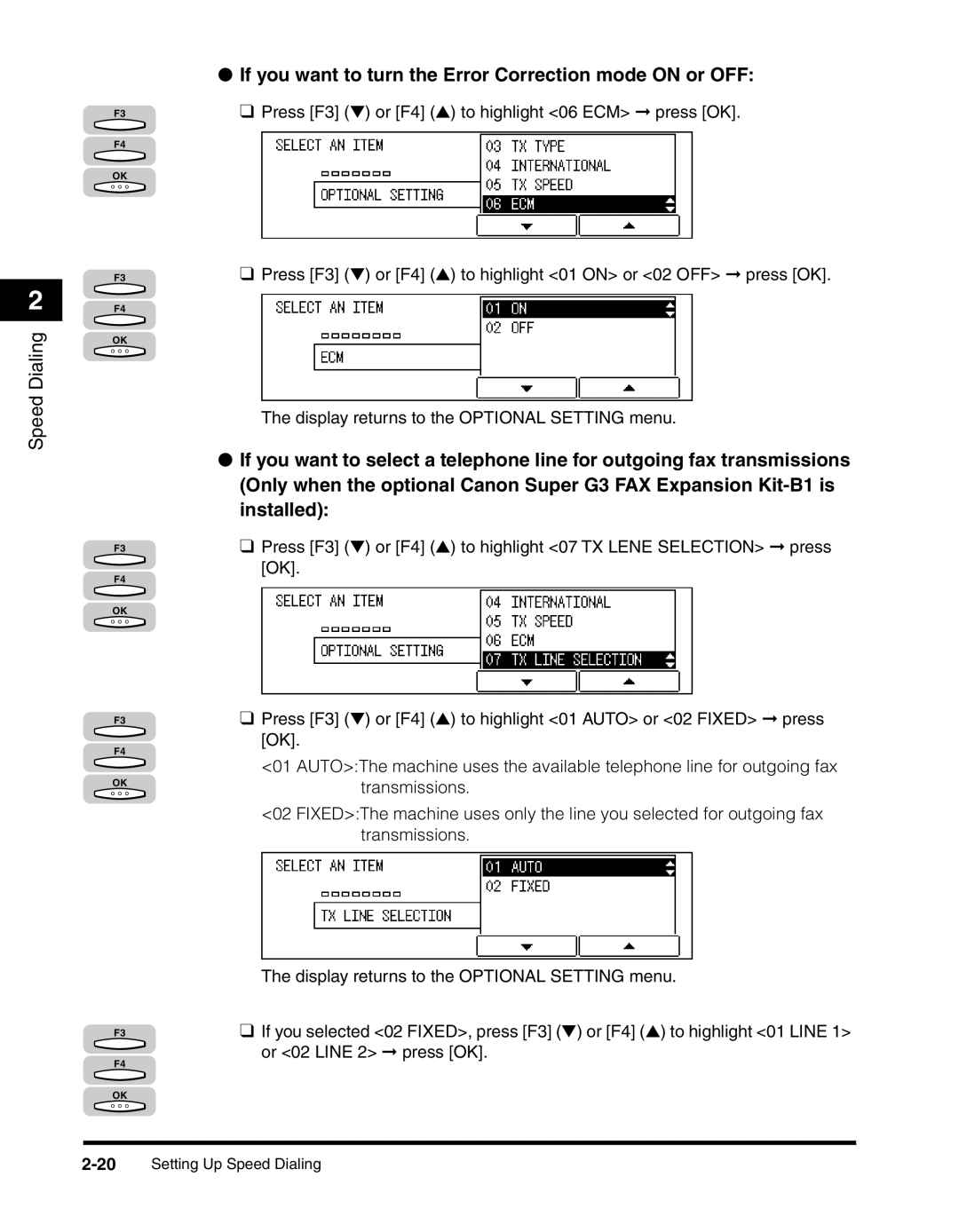 Canon 2010F manual 20Setting Up Speed Dialing 