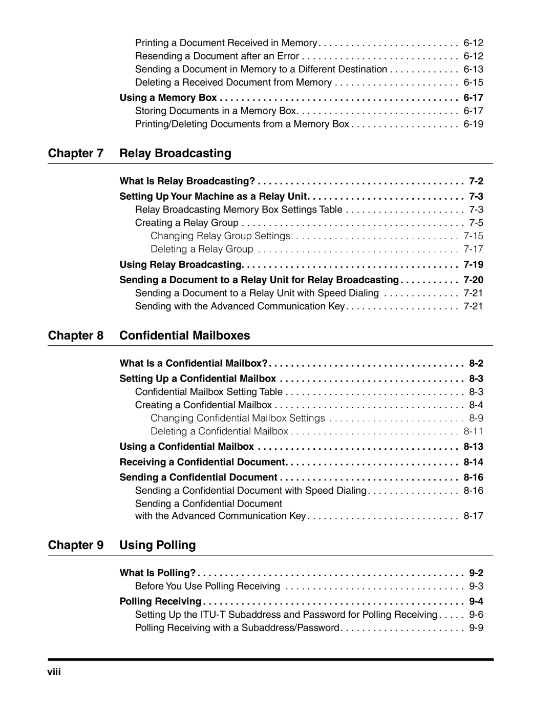 Canon 2010F manual Relay Broadcasting, Conﬁdential Mailboxes, Using Polling 