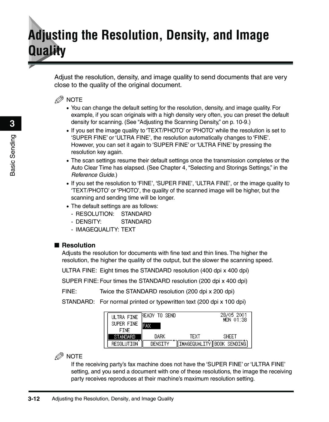 Canon 2010F manual Adjusting the Resolution, Density, and Image Quality 